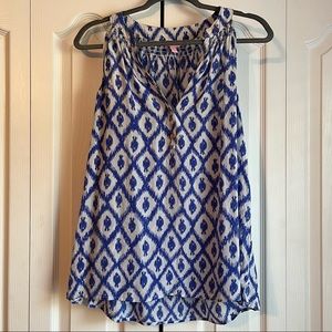 Lilly Pulitzer Sleeveless Silk Tank button front size medium blue white
